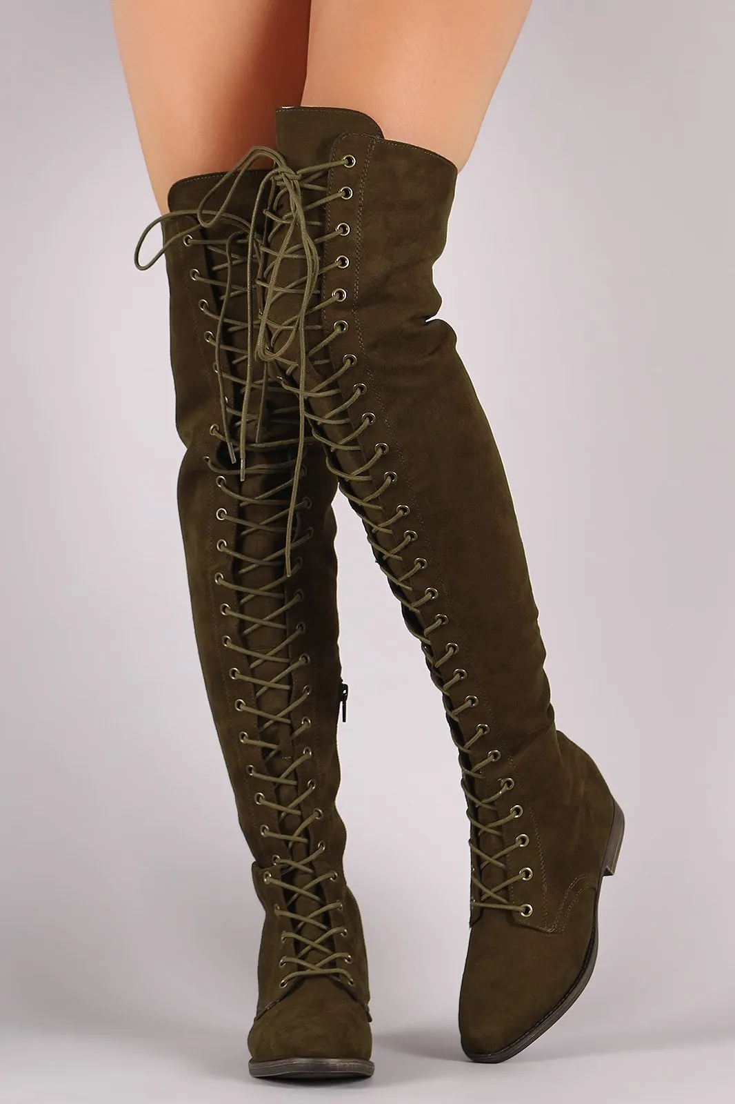 Liliana Combat OTK Almond Toe Boots