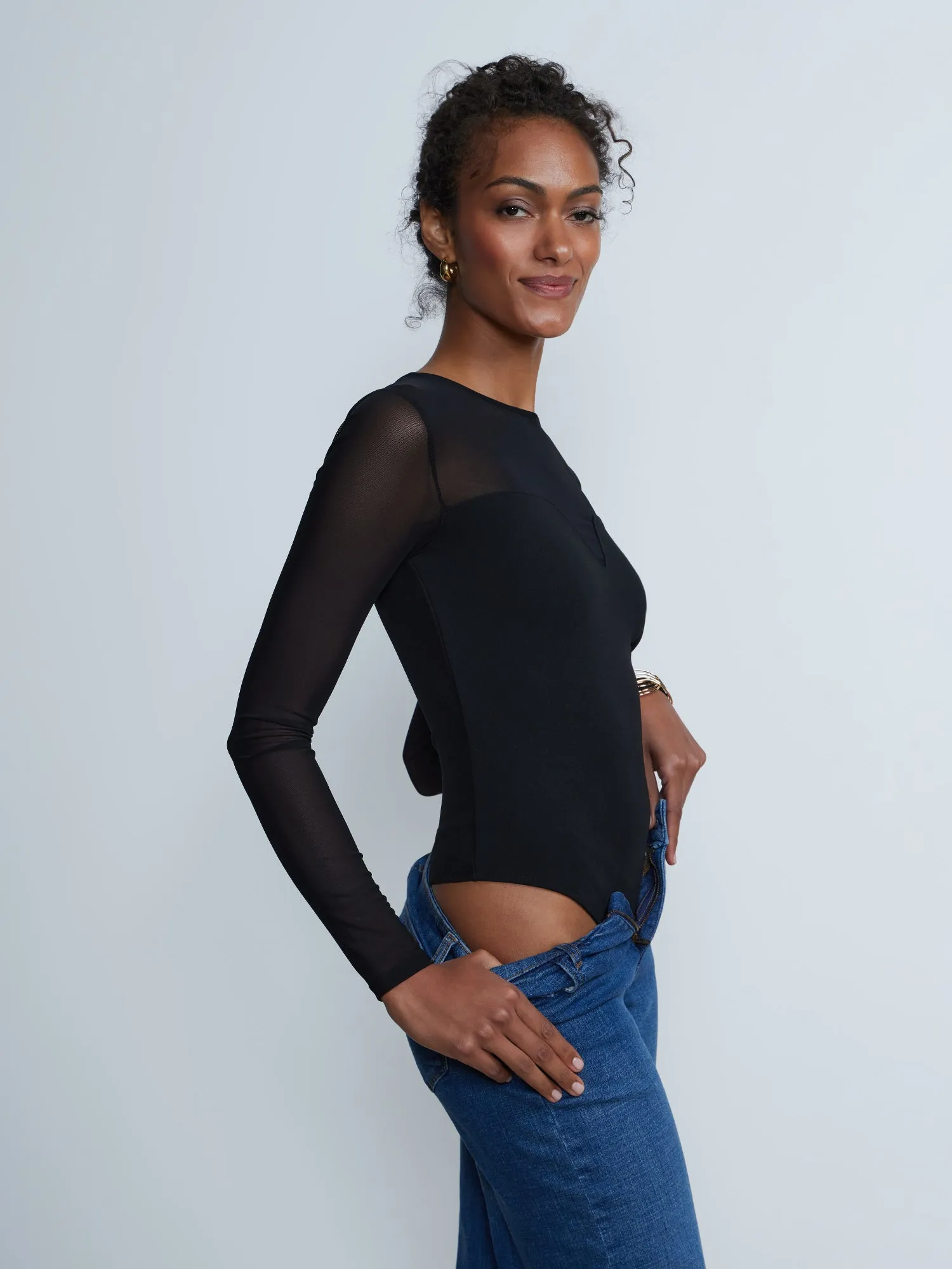 Long Sleeve Illusion Neck Top