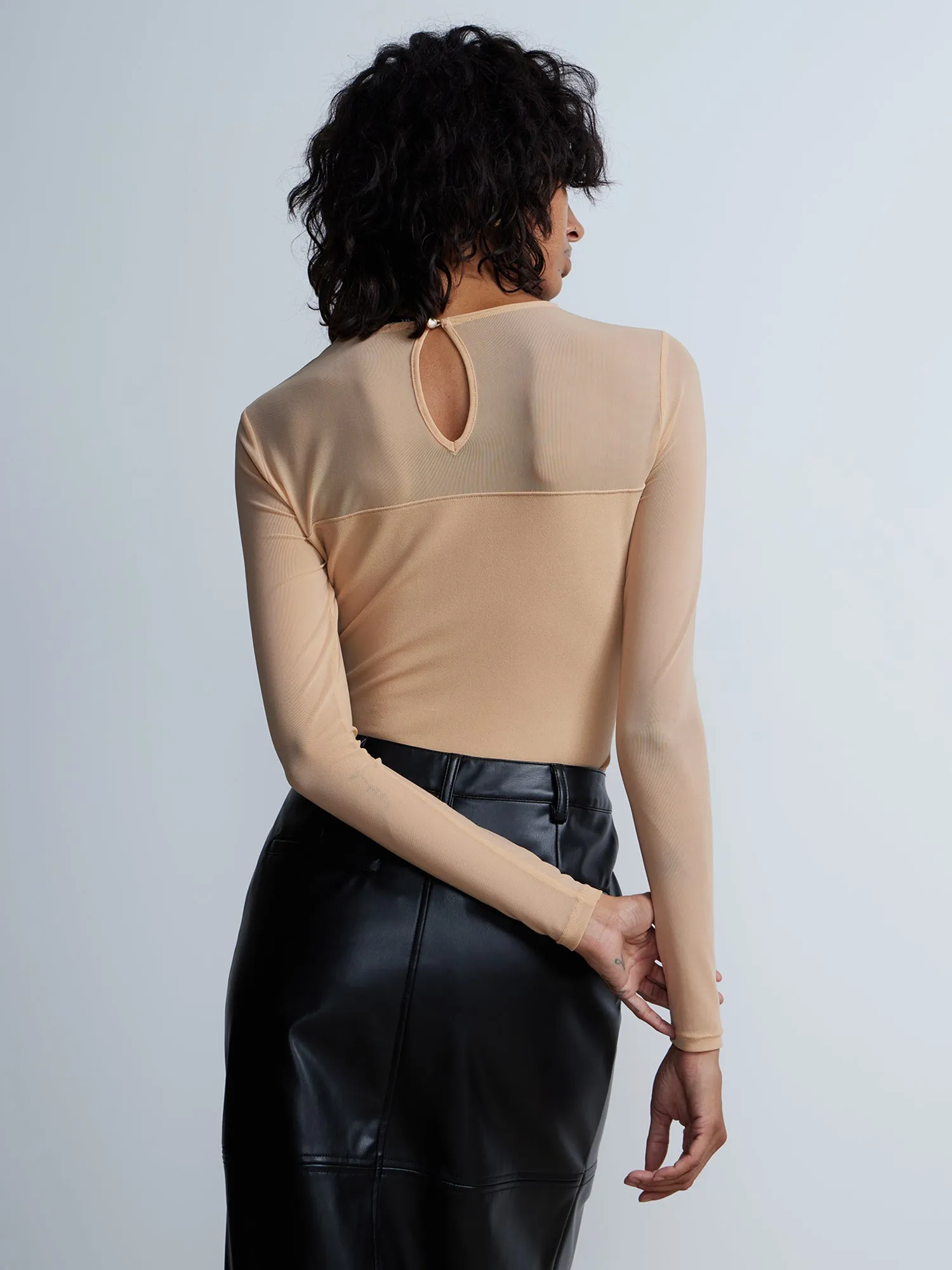 Long Sleeve Illusion Neck Top
