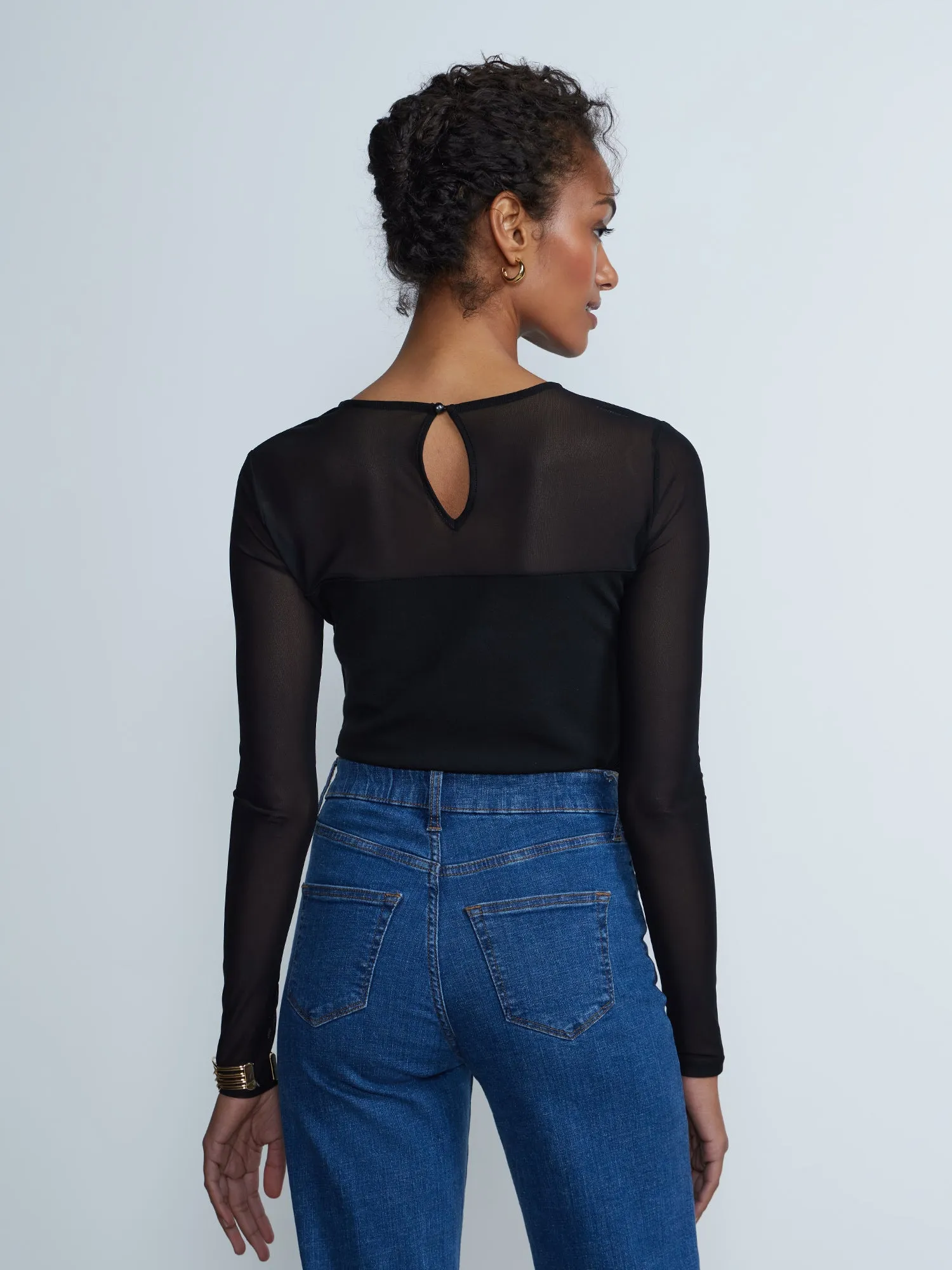 Long Sleeve Illusion Neck Top