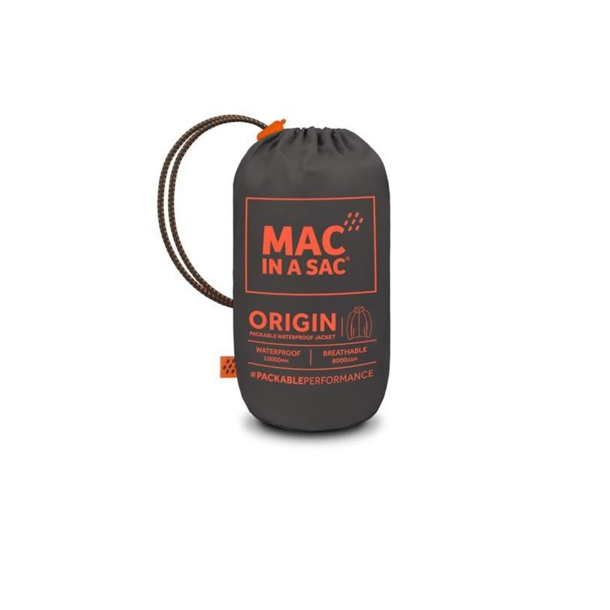 Mac in a Sac raincoat with reflective stripes, gray