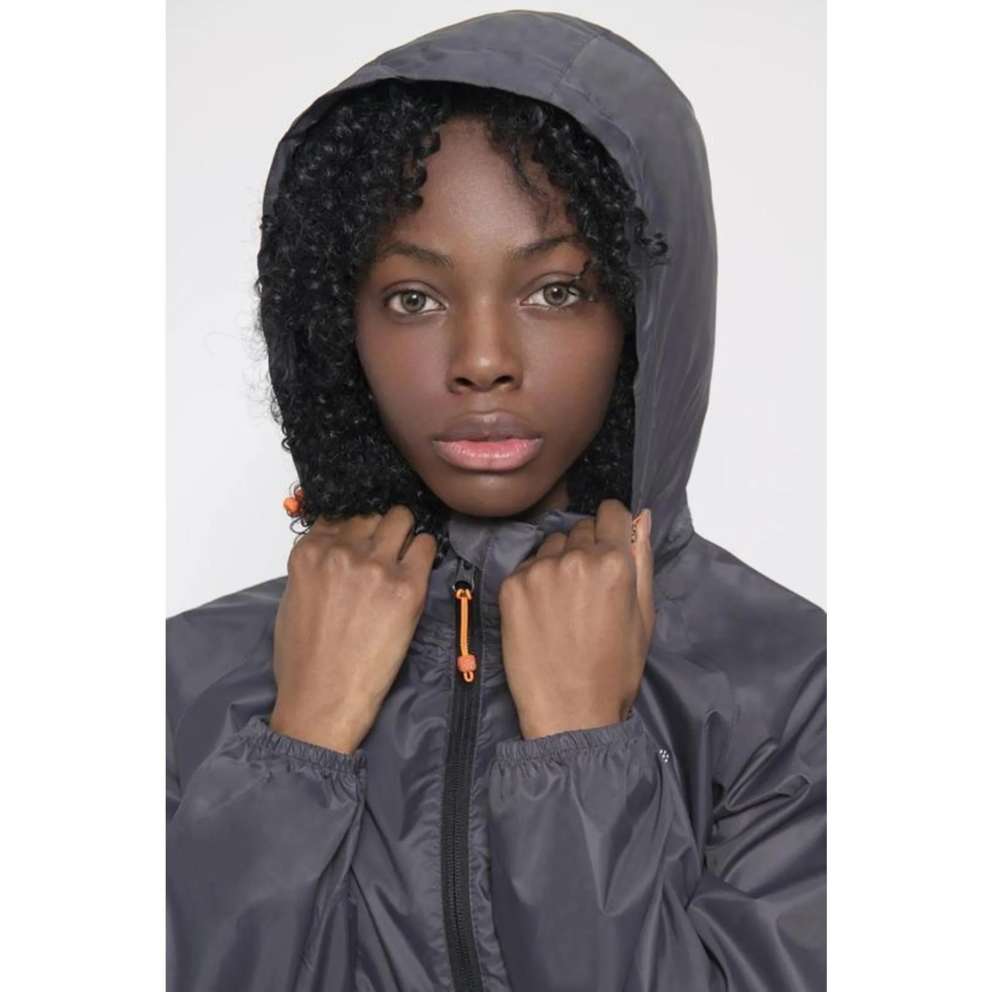 Mac in a Sac raincoat with reflective stripes, gray