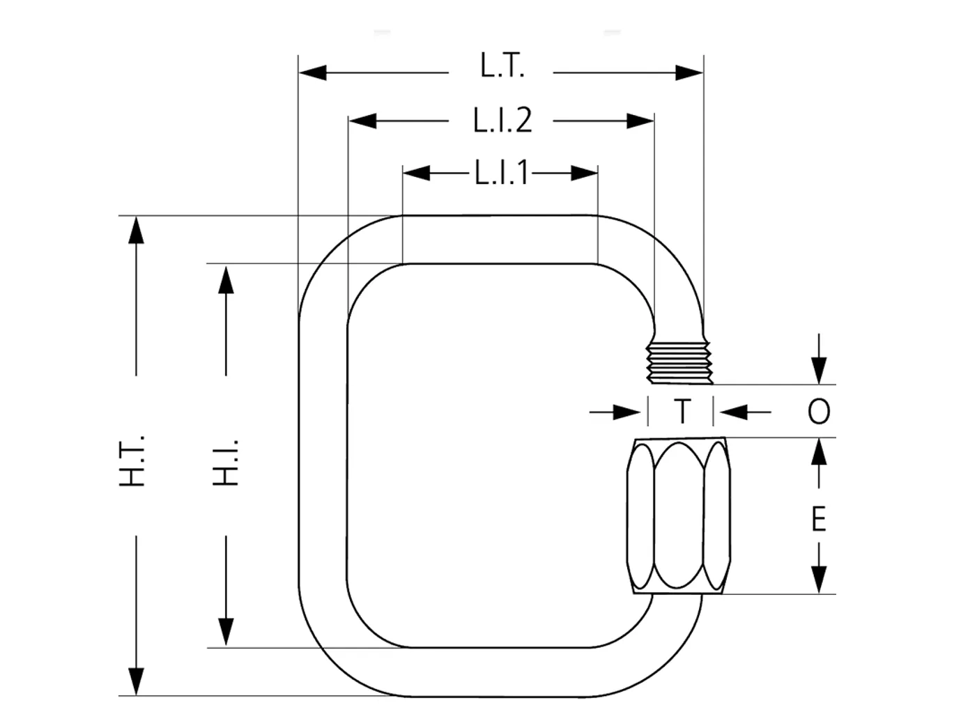 Maillon Rapide Load Stamped Stainless Steel Square Quick Link - 11 Sizes