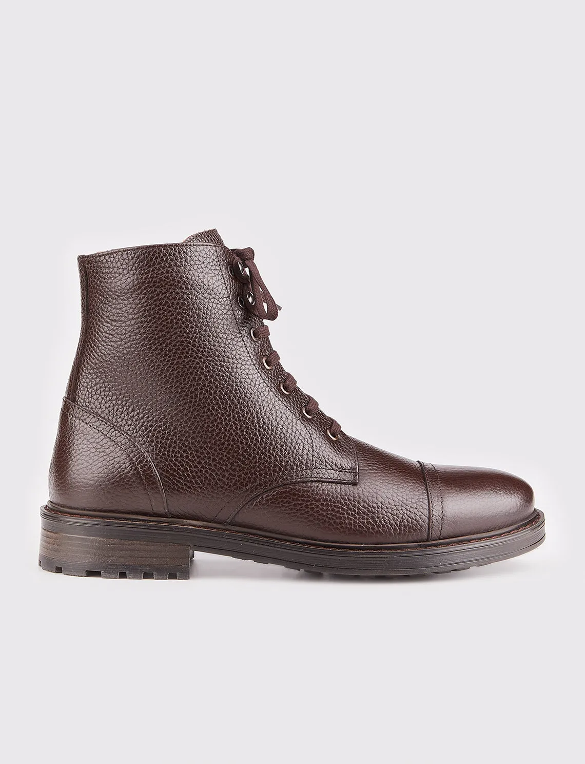 Men Brown Genuine Leather Combat Boots