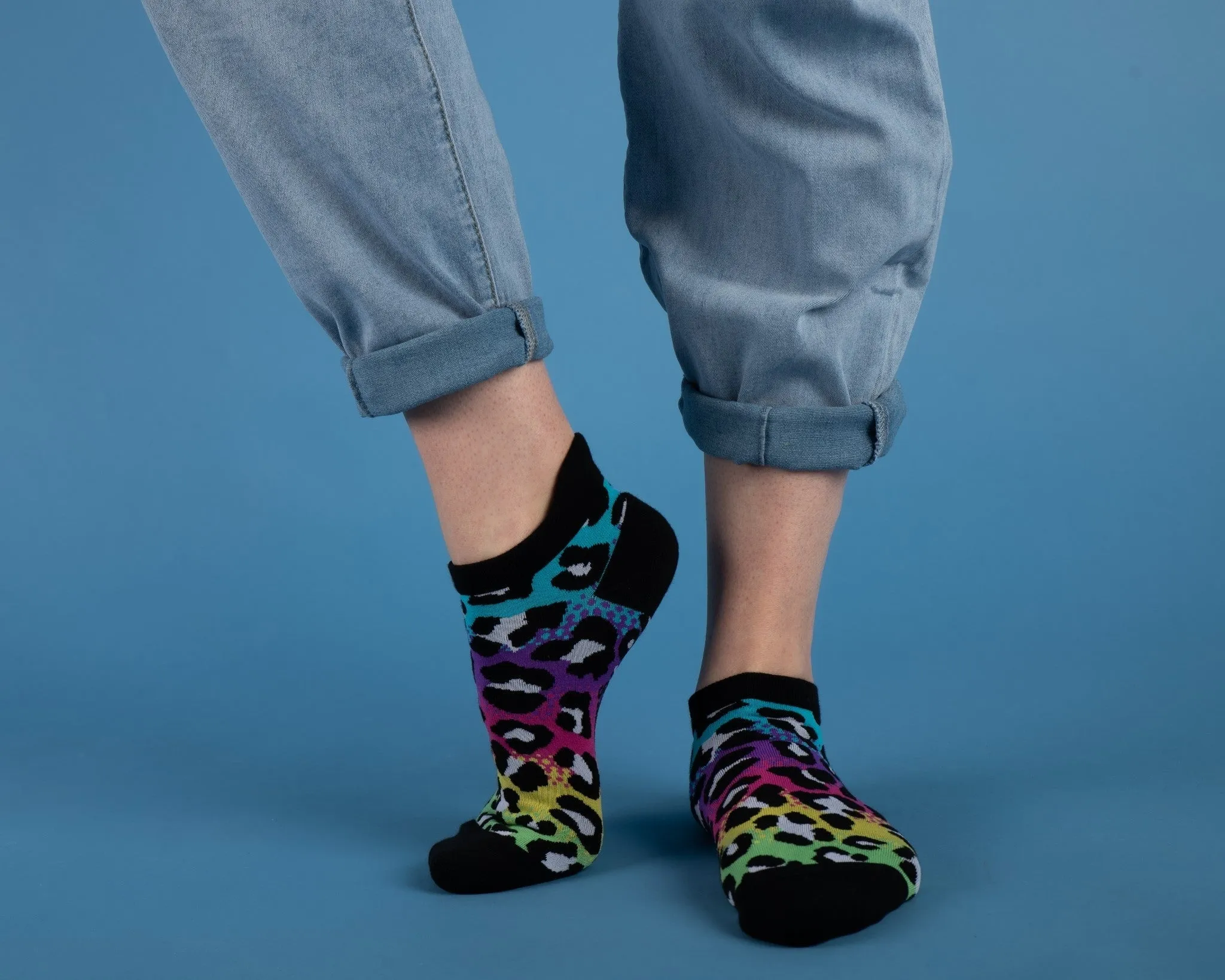 Neon Leopard Print Unisex Ankle Socks