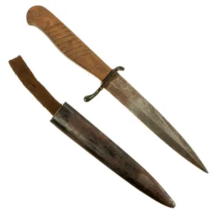 Original German WWI Fighting Trench Knife Nahkampfmesser with Original Rolled Steel Scabbard