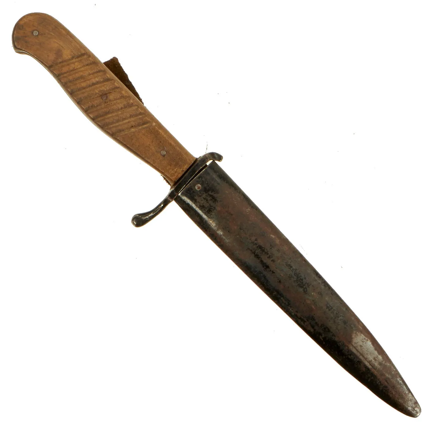 Original German WWI Fighting Trench Knife Nahkampfmesser with Original Rolled Steel Scabbard