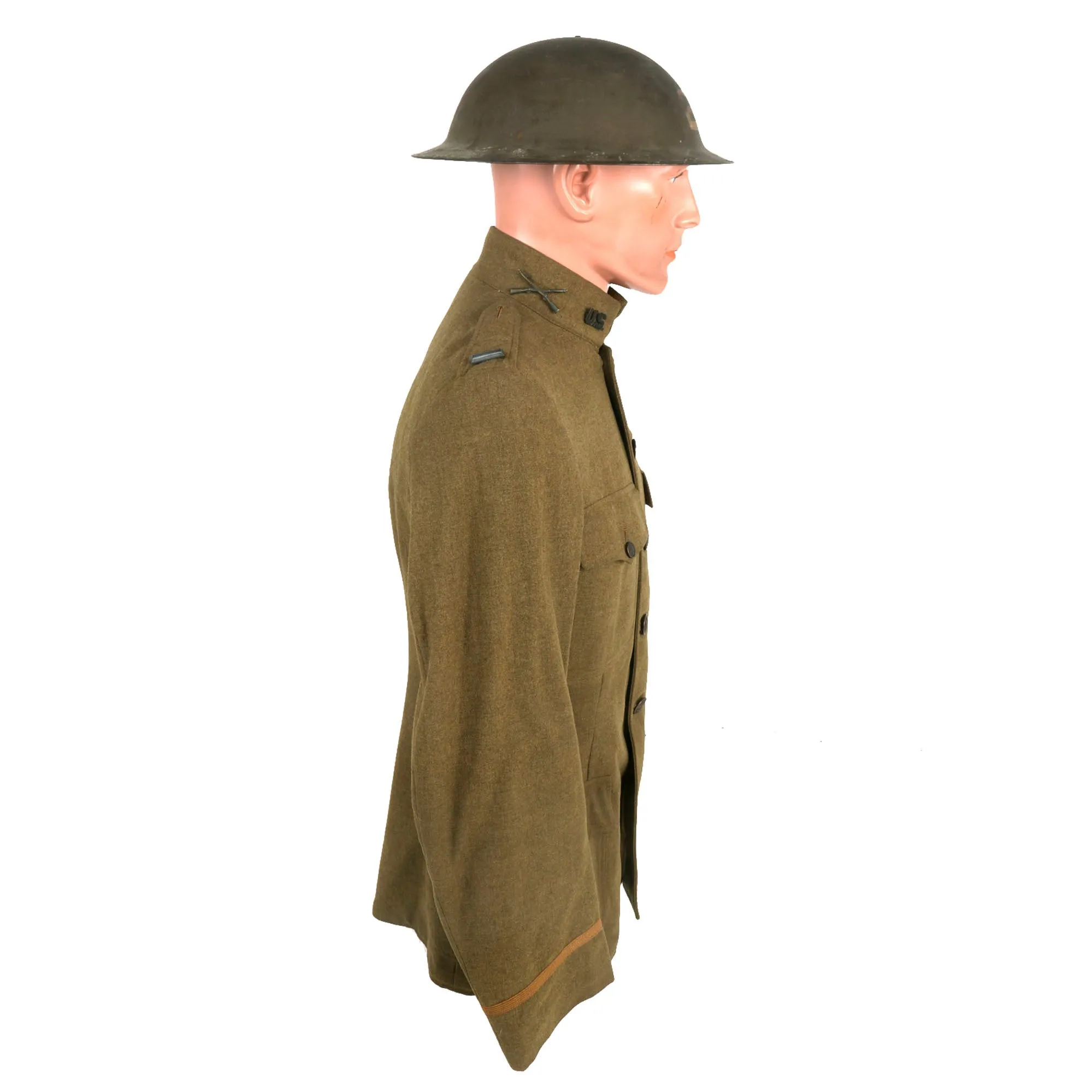 Original U.S. WWI 2nd Army Officer’s Uniform and Painted Helmet with Officer’s Boots