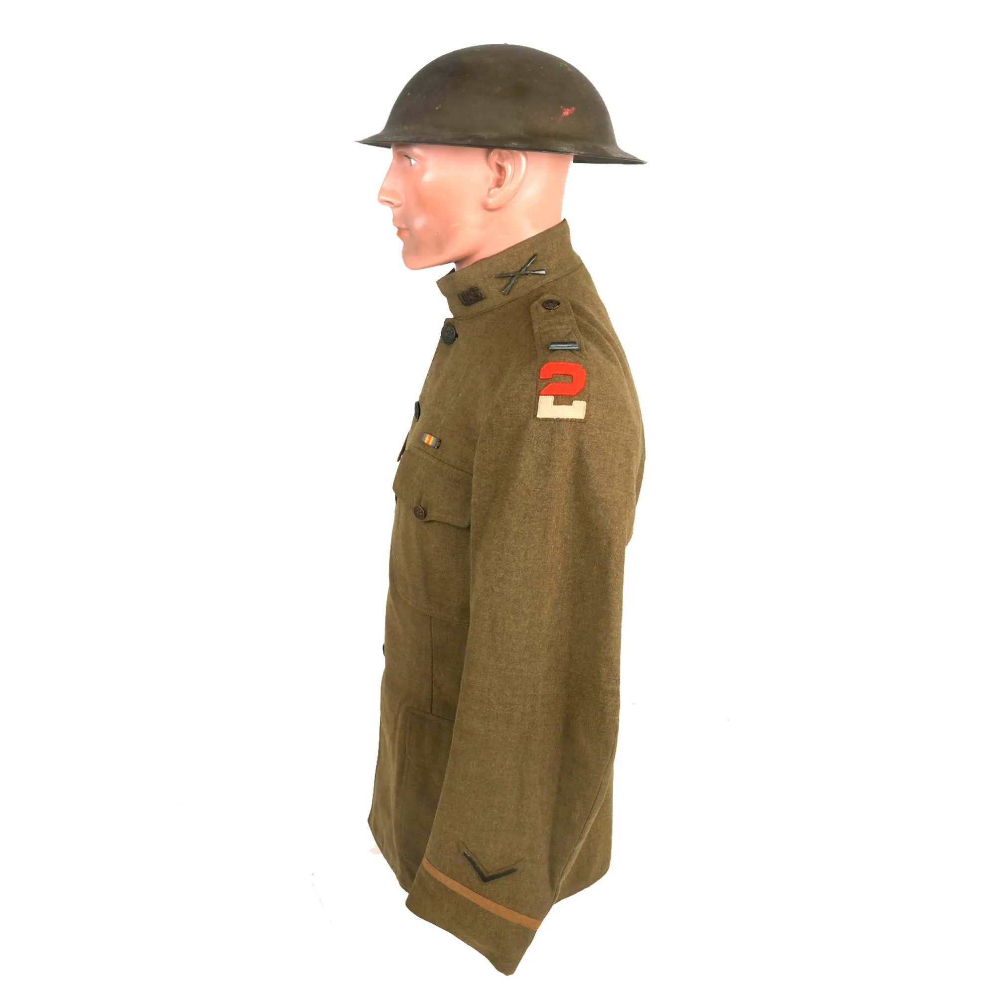 Original U.S. WWI 2nd Army Officer’s Uniform and Painted Helmet with Officer’s Boots
