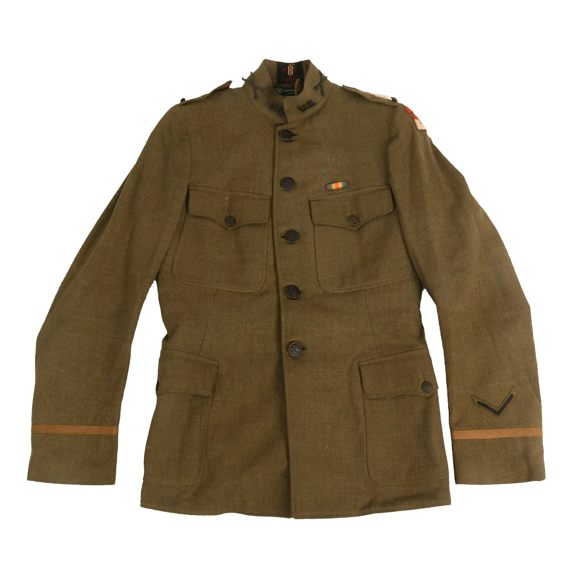 Original U.S. WWI 2nd Army Officer’s Uniform and Painted Helmet with Officer’s Boots