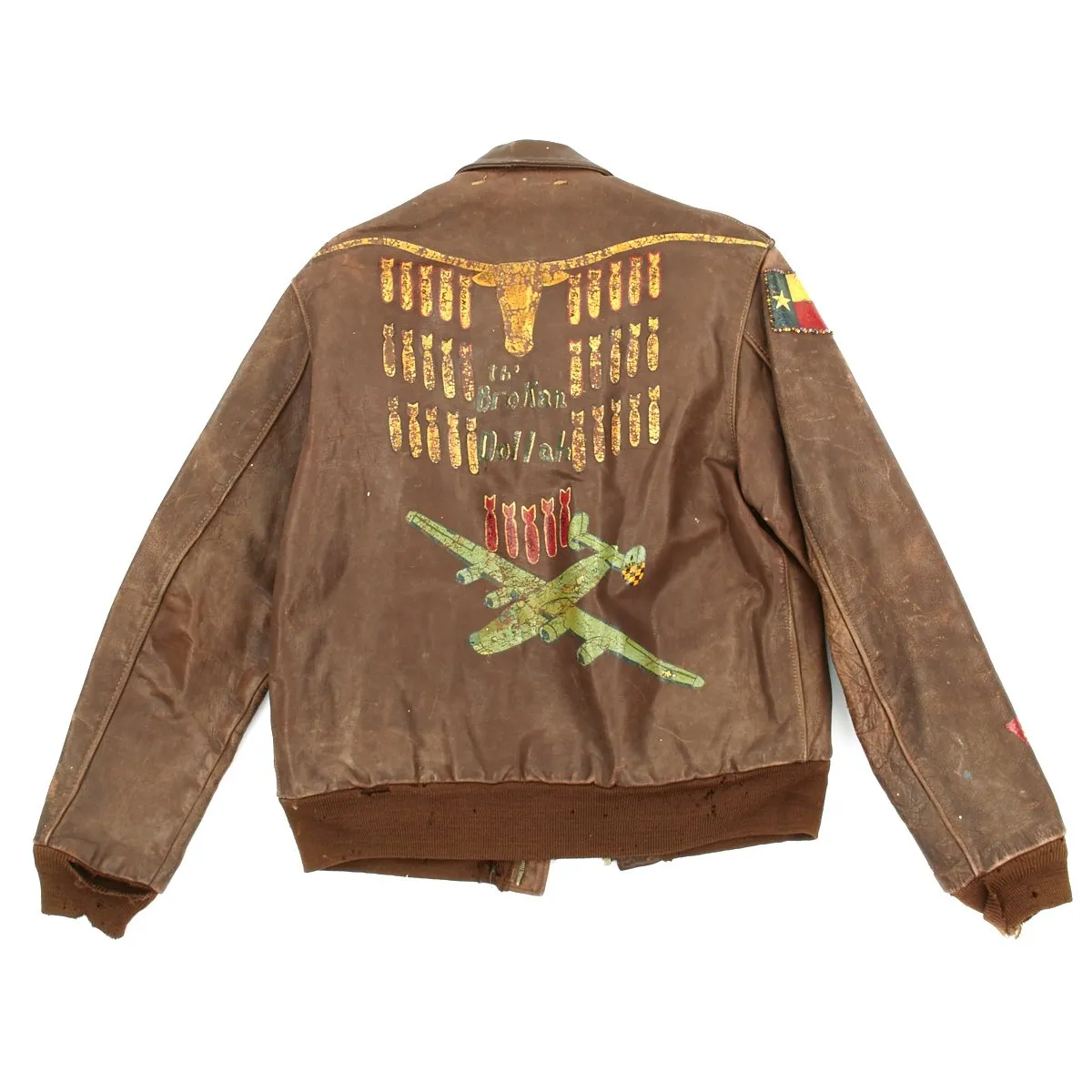 Original U.S. WWII B-24 Brokan Dollah 759th Bomb Squadron Named A-2 Flight Jacket with Diary