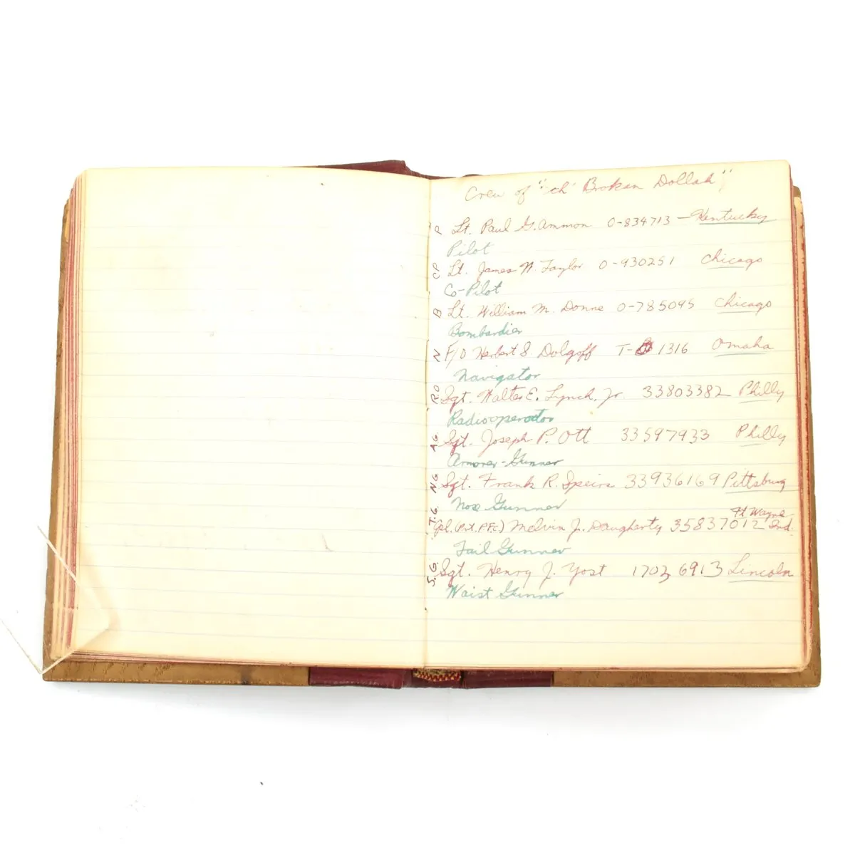 Original U.S. WWII B-24 Brokan Dollah 759th Bomb Squadron Named A-2 Flight Jacket with Diary