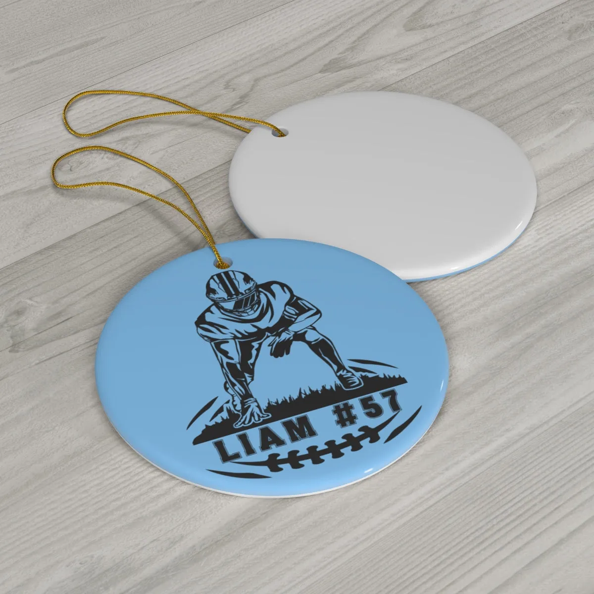 Personalized Football Christmas Ornament, Team Colors