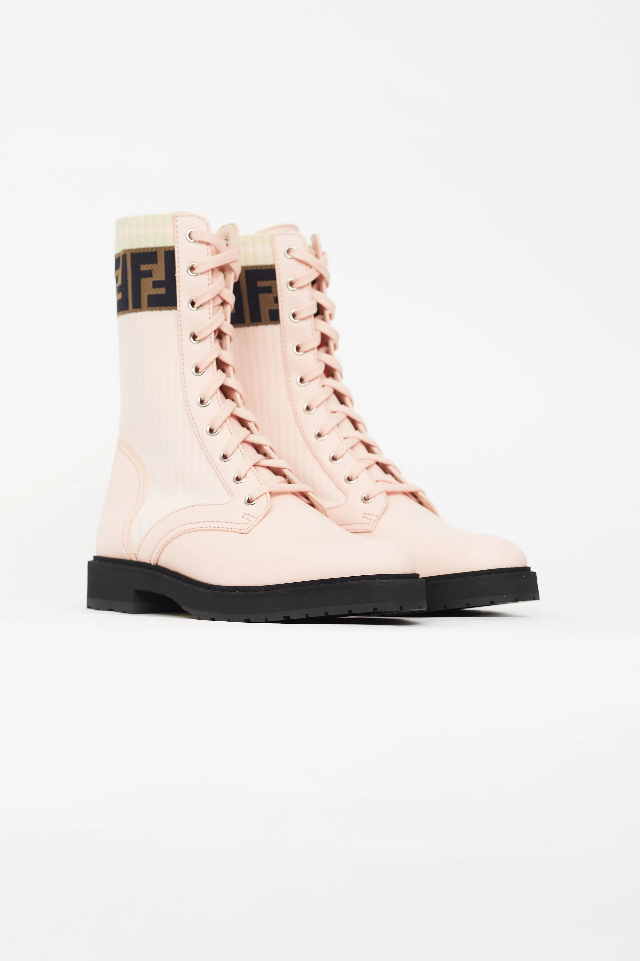 Pink Leather Rockoko Combat Boot