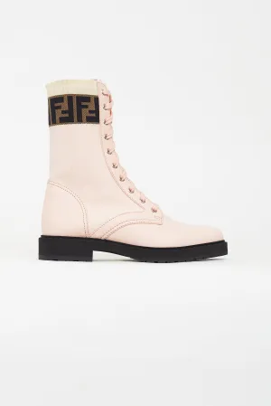 Pink Leather Rockoko Combat Boot