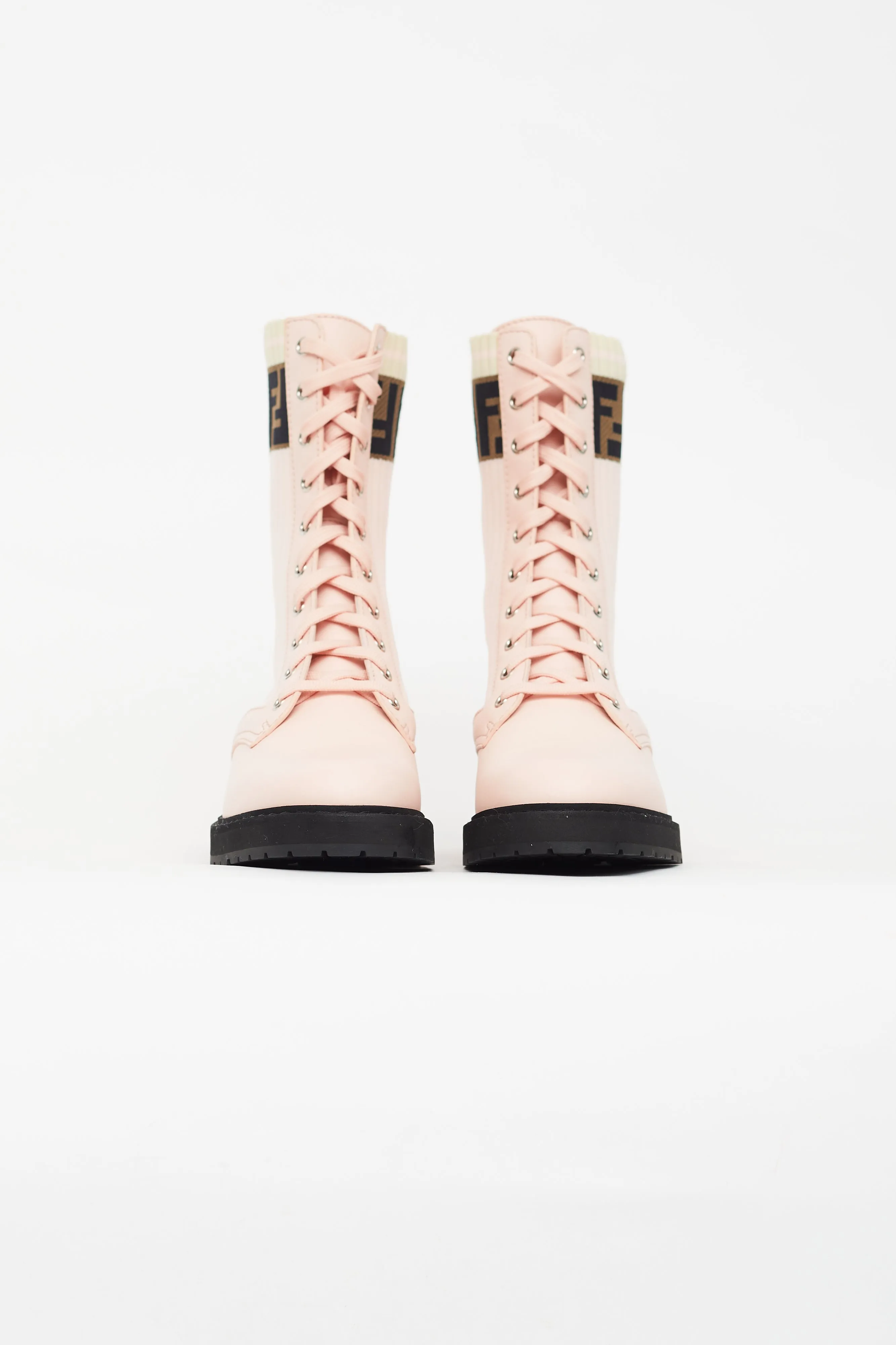 Pink Leather Rockoko Combat Boot