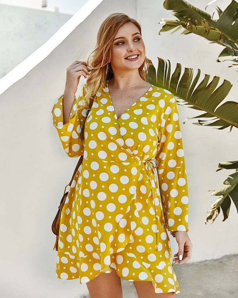 Plus Polka Dot Wrap Dress