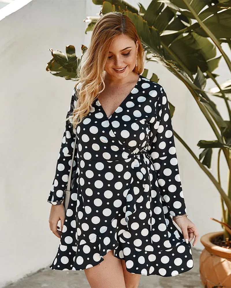 Plus Polka Dot Wrap Dress