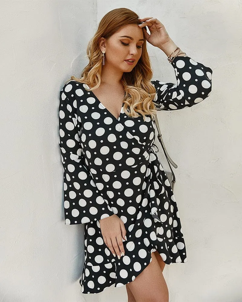 Plus Polka Dot Wrap Dress