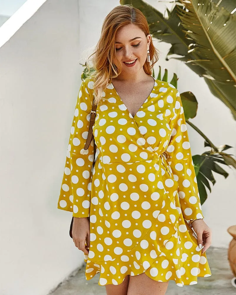 Plus Polka Dot Wrap Dress