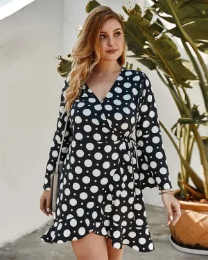 Plus Polka Dot Wrap Dress