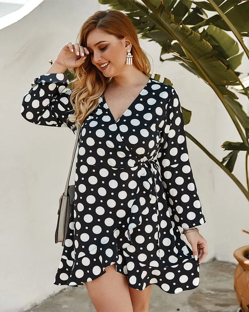 Plus Polka Dot Wrap Dress