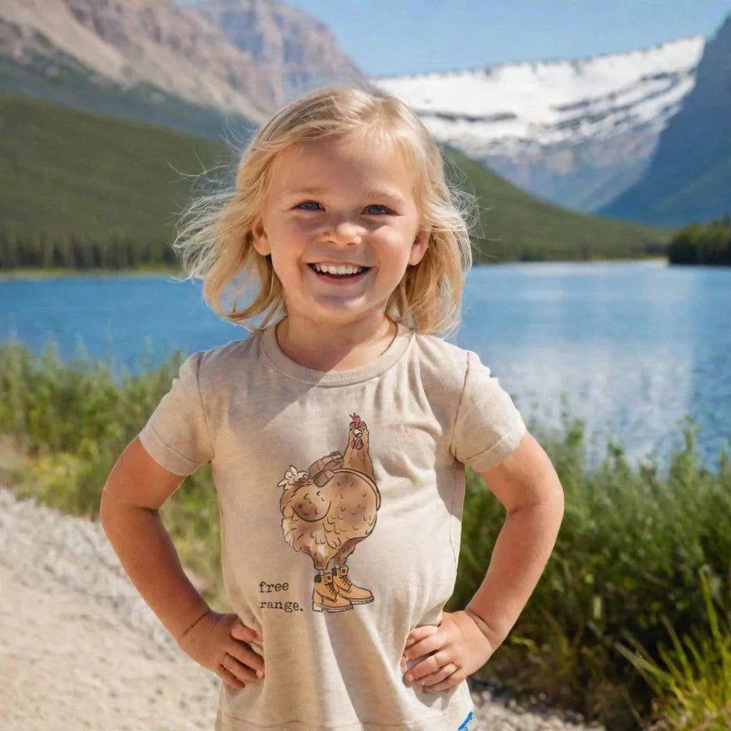 "Free Range" Chicken Hiking shirt for Little Explorers (White)