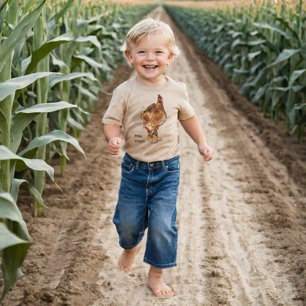 "Free Range" Chicken Hiking shirt for Little Explorers (White)