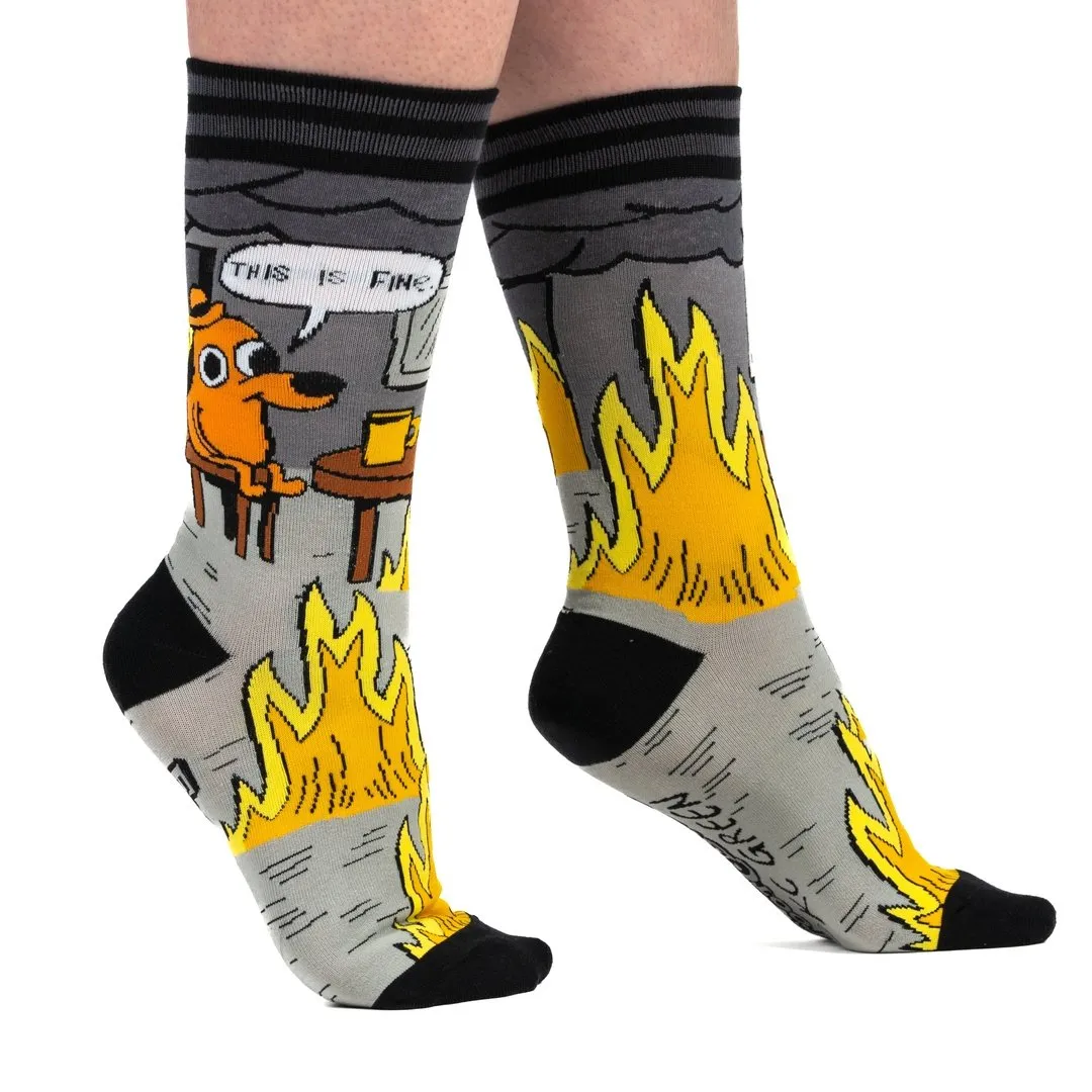 "This Is Fine" Dog Unisex Crew Socks