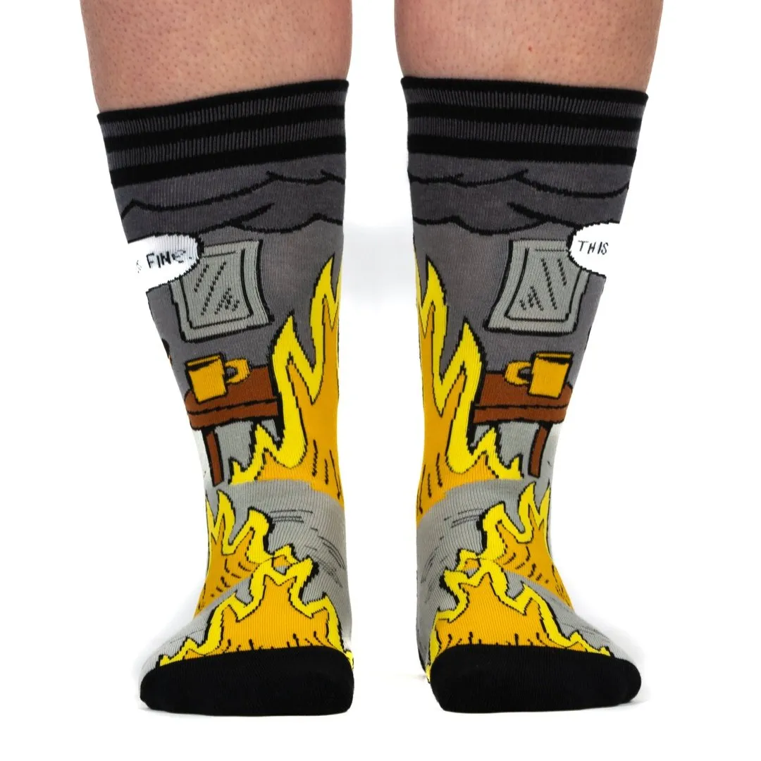 "This Is Fine" Dog Unisex Crew Socks