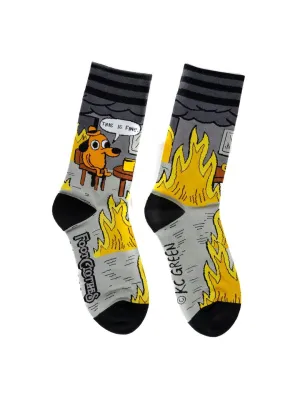 "This Is Fine" Dog Unisex Crew Socks