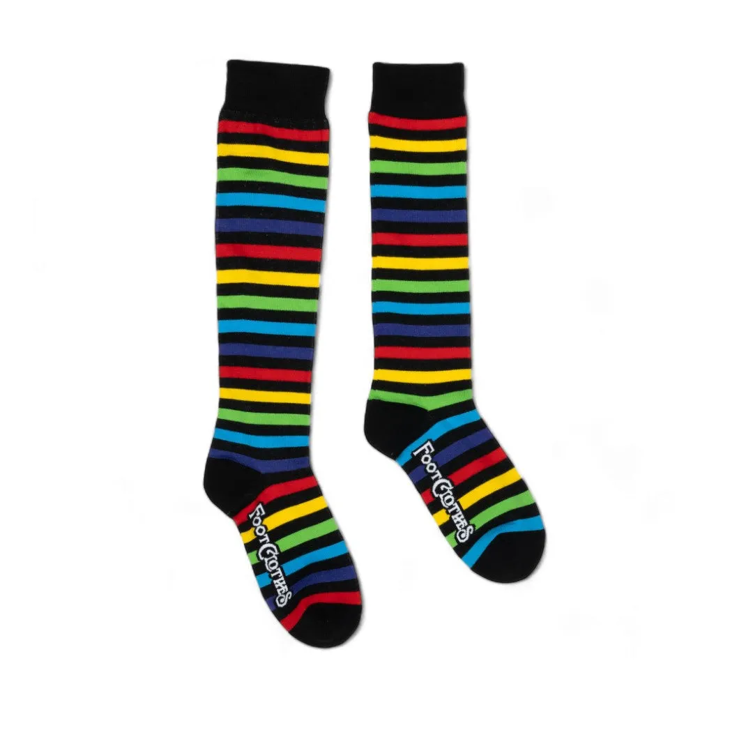 Radiant Rainbow Stripes Unisex Knee Socks - Wide Calf