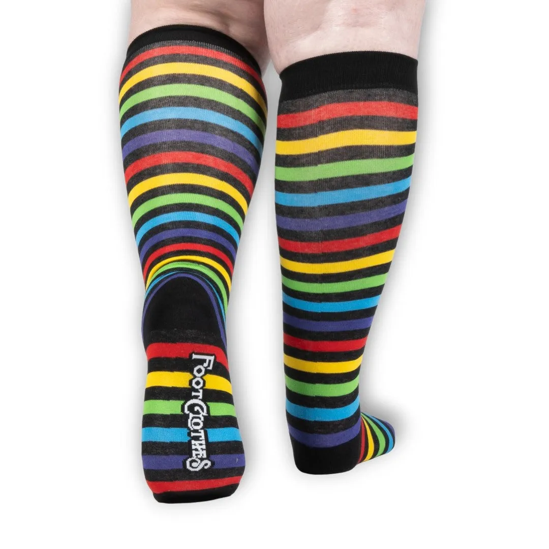 Radiant Rainbow Stripes Unisex Knee Socks - Wide Calf