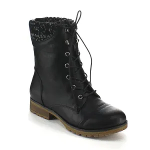 Refresh Women's Sweater Cuff Lace Up Combat Boots