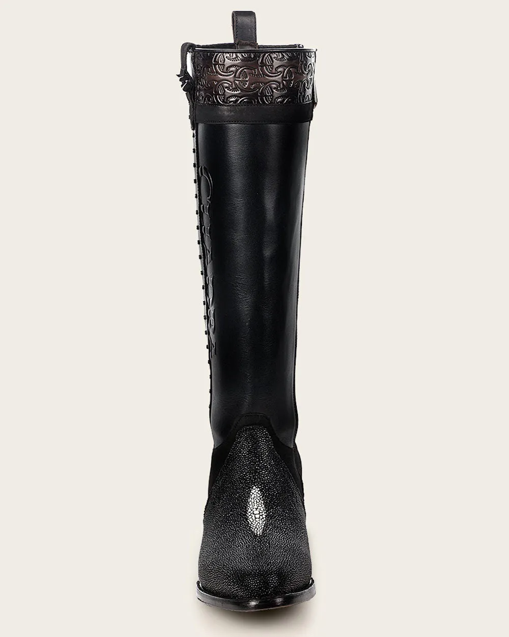 Riding style black elegant stingray boot