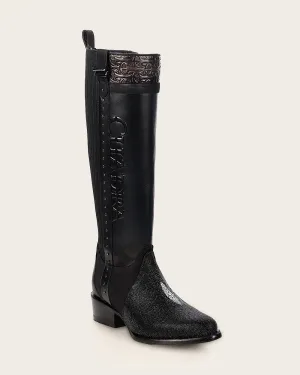 Riding style black elegant stingray boot
