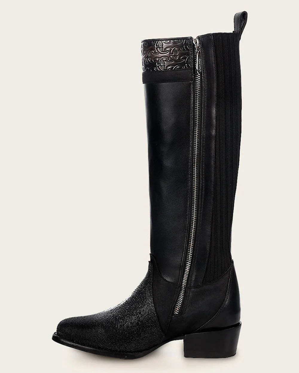 Riding style black elegant stingray boot