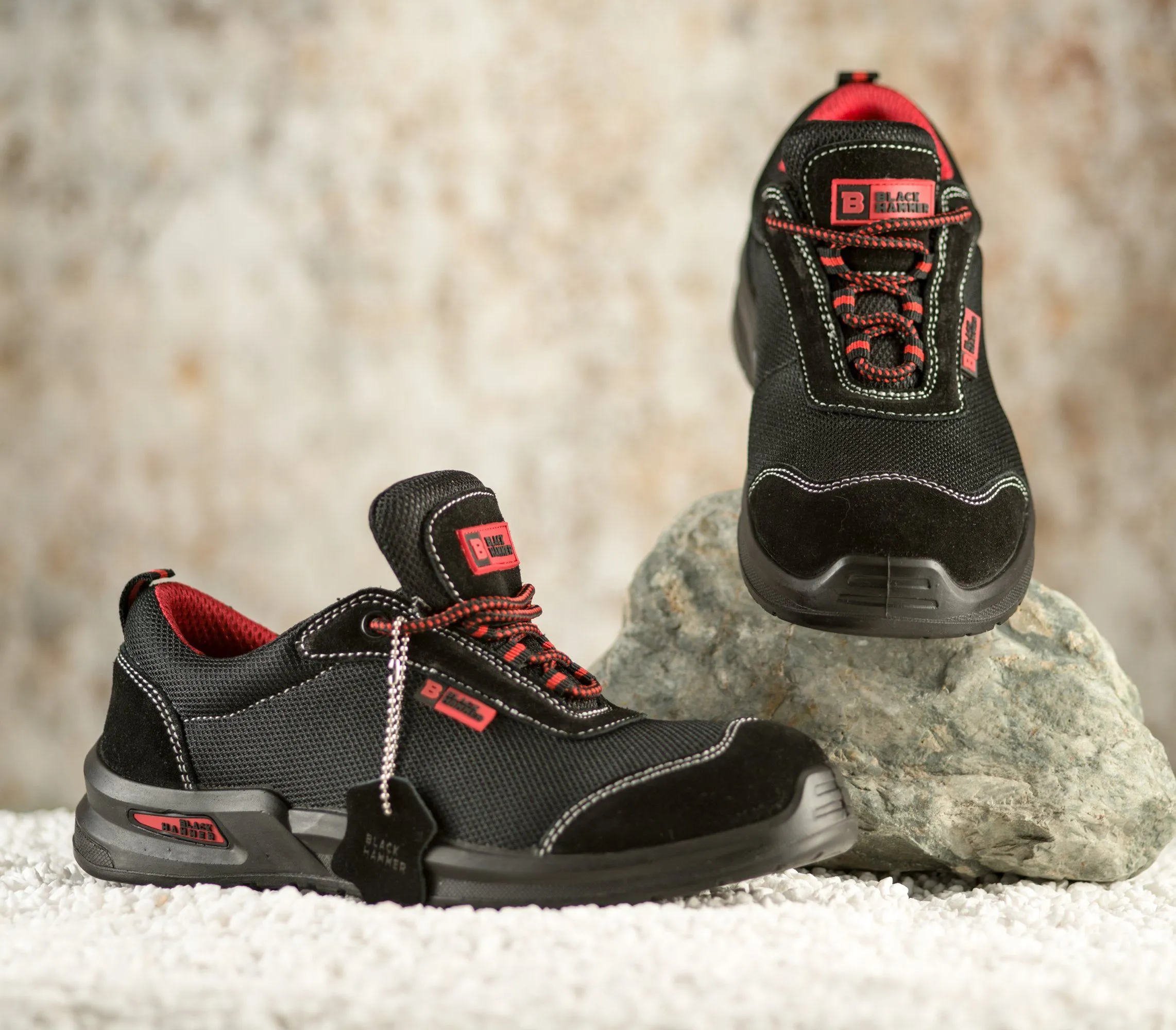 Safety Steel Toe Cap Trainers with Steel Midsole Shoe | Black Hammer Safety Shoes 4482