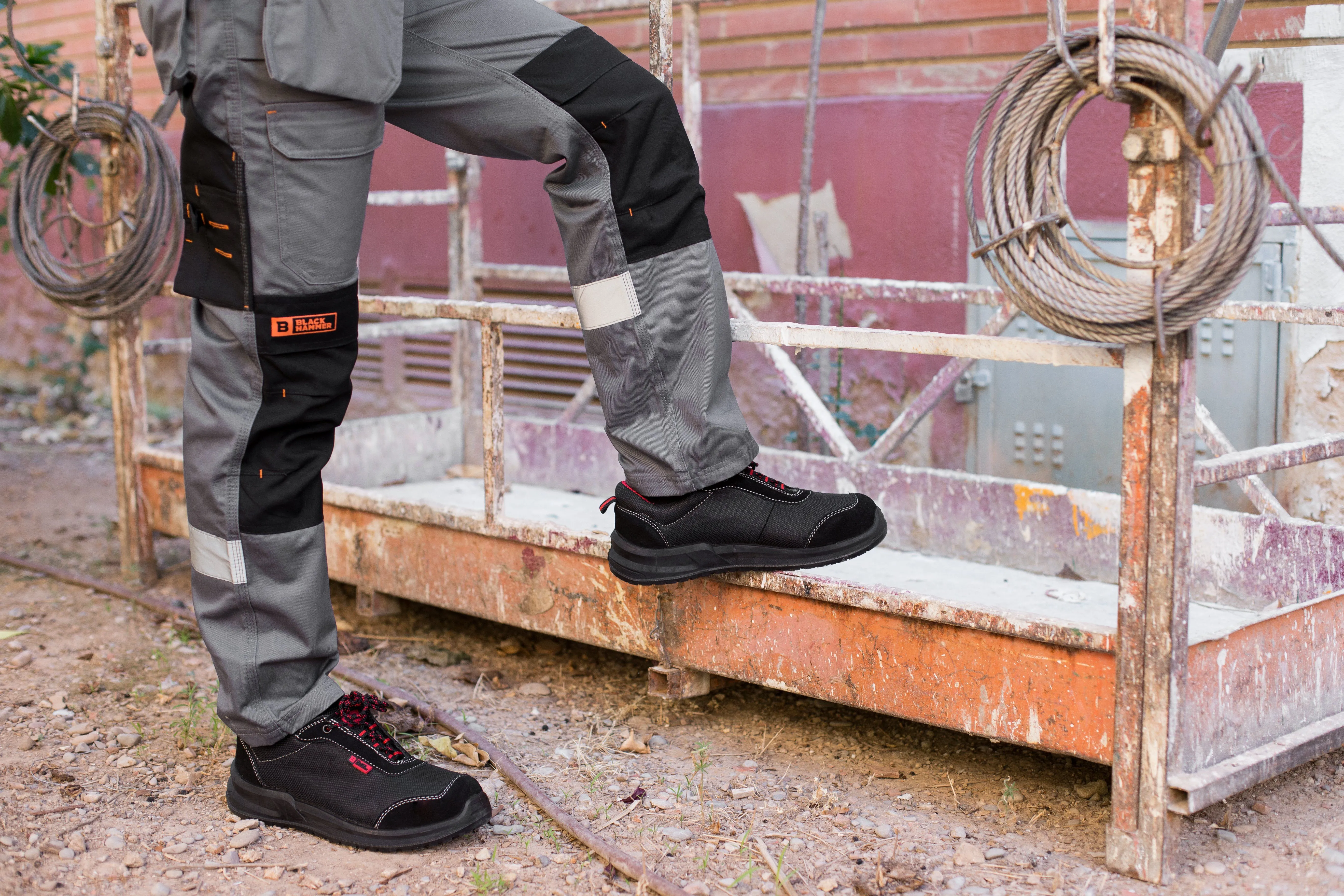 Safety Steel Toe Cap Trainers with Steel Midsole Shoe | Black Hammer Safety Shoes 4482
