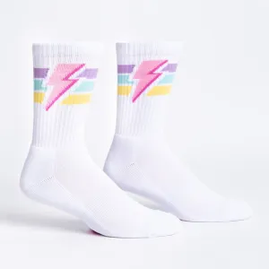 Sock it to Me Thunderstruck White Ribbed Crew Athletic Socks