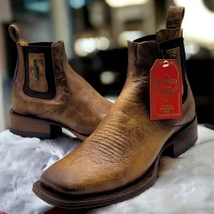 Square Toe Ankle Boots Tan Brown