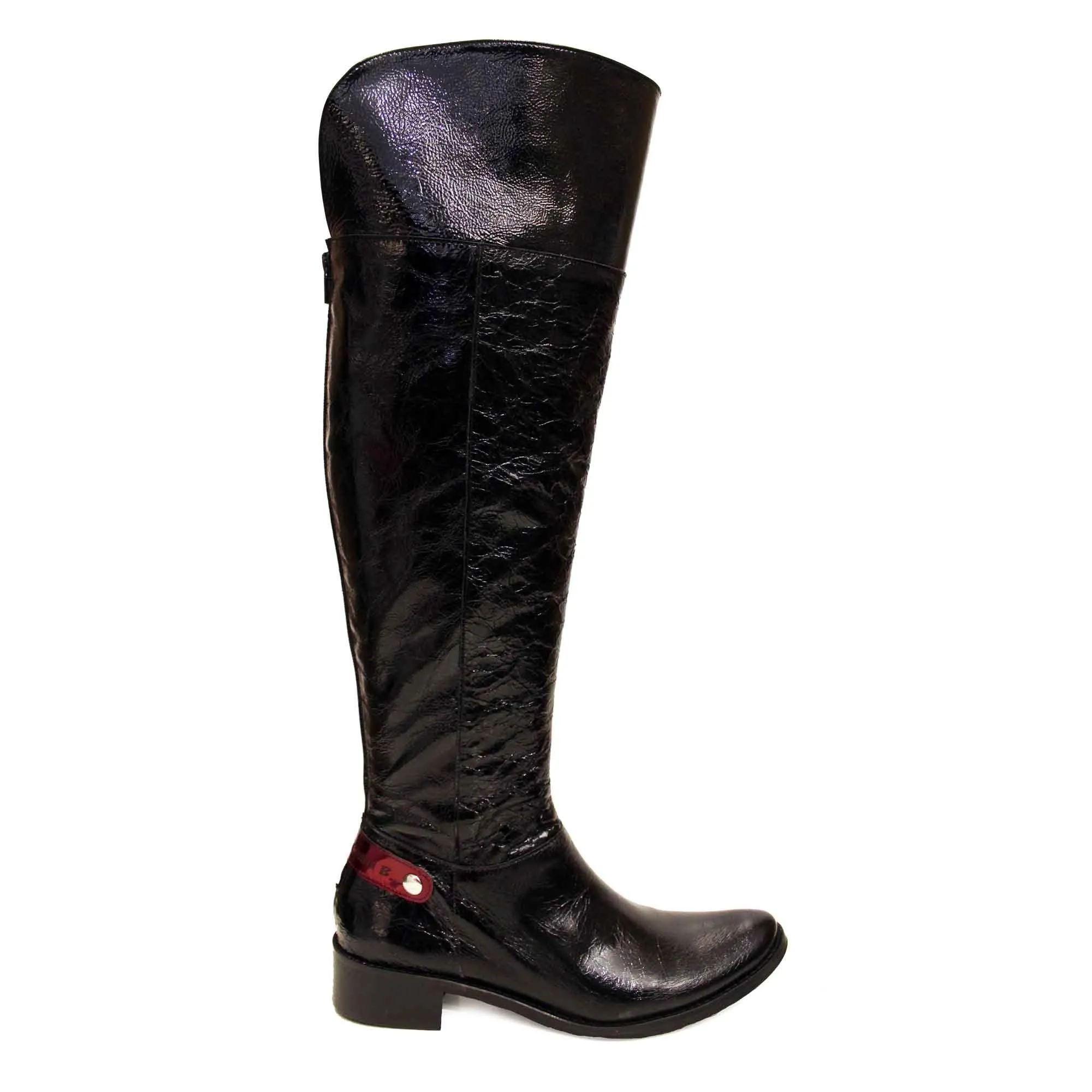 St Germaine - Black Patent leather flat boot