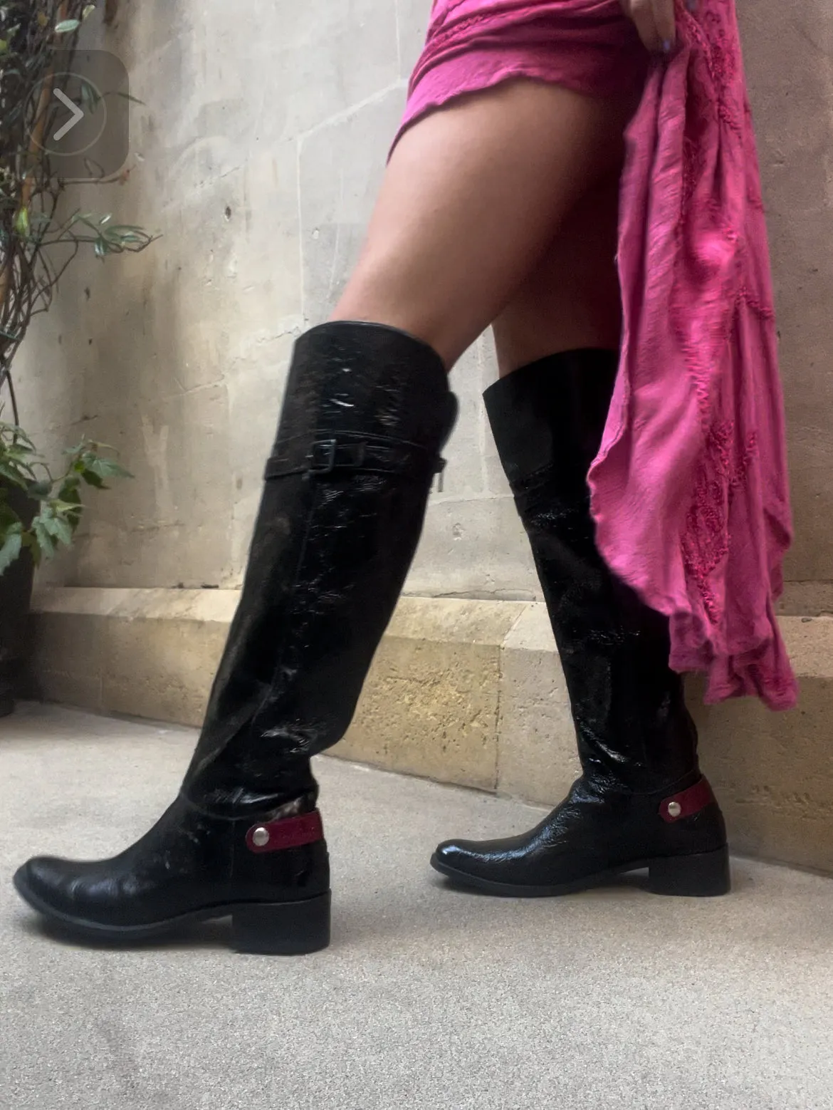 St Germaine - Black Patent leather flat boot
