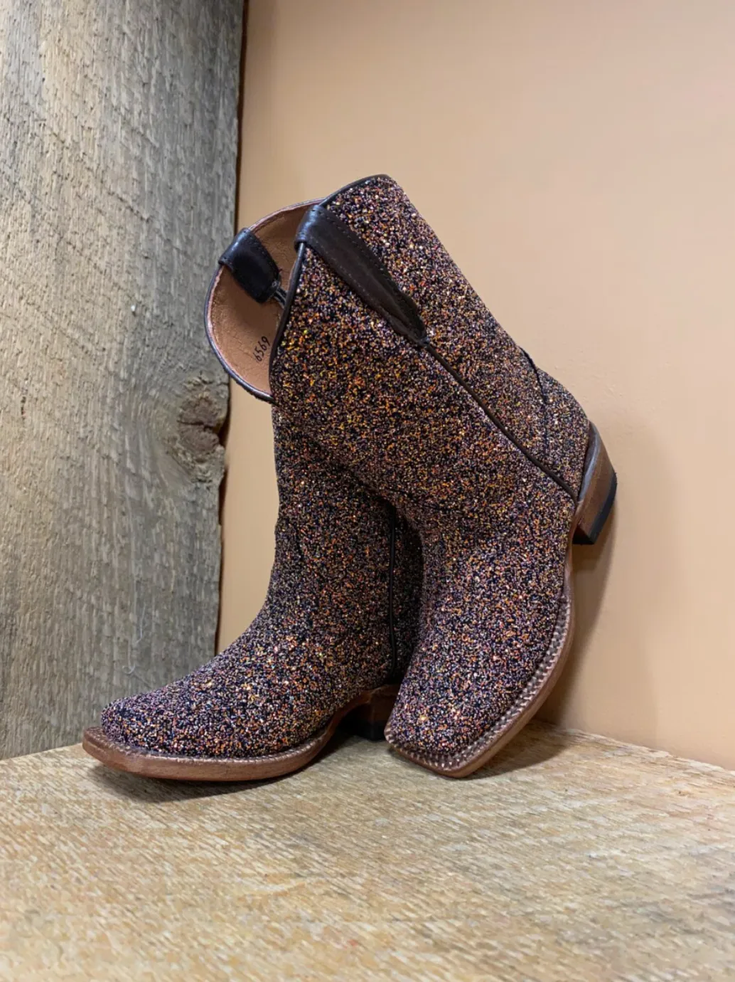 Tanner Mark Boots Girl's Mermaid Cowgirl-Brown Glitter
