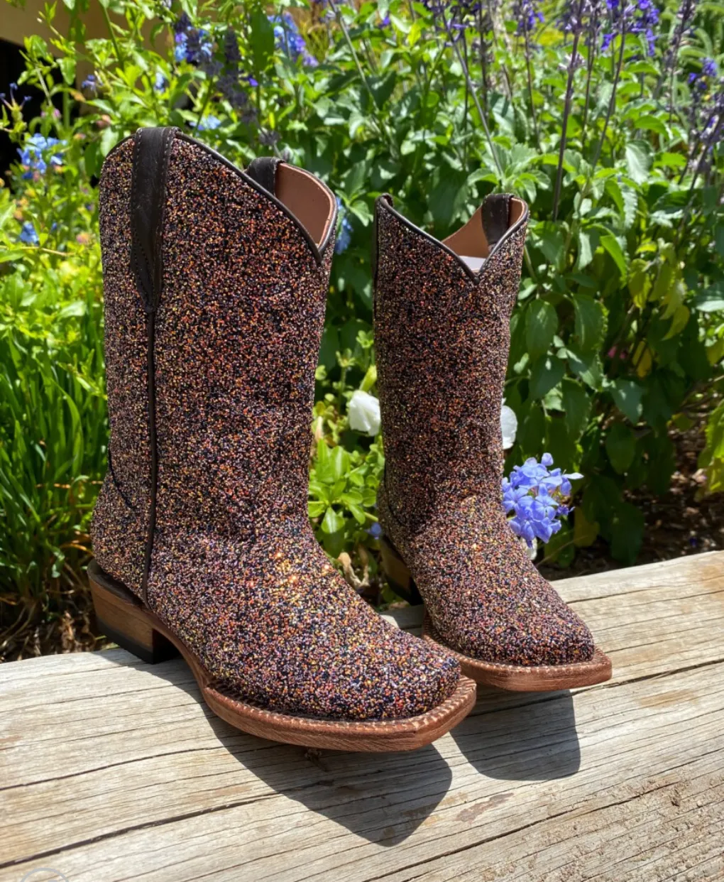 Tanner Mark Boots Girl's Mermaid Cowgirl-Brown Glitter