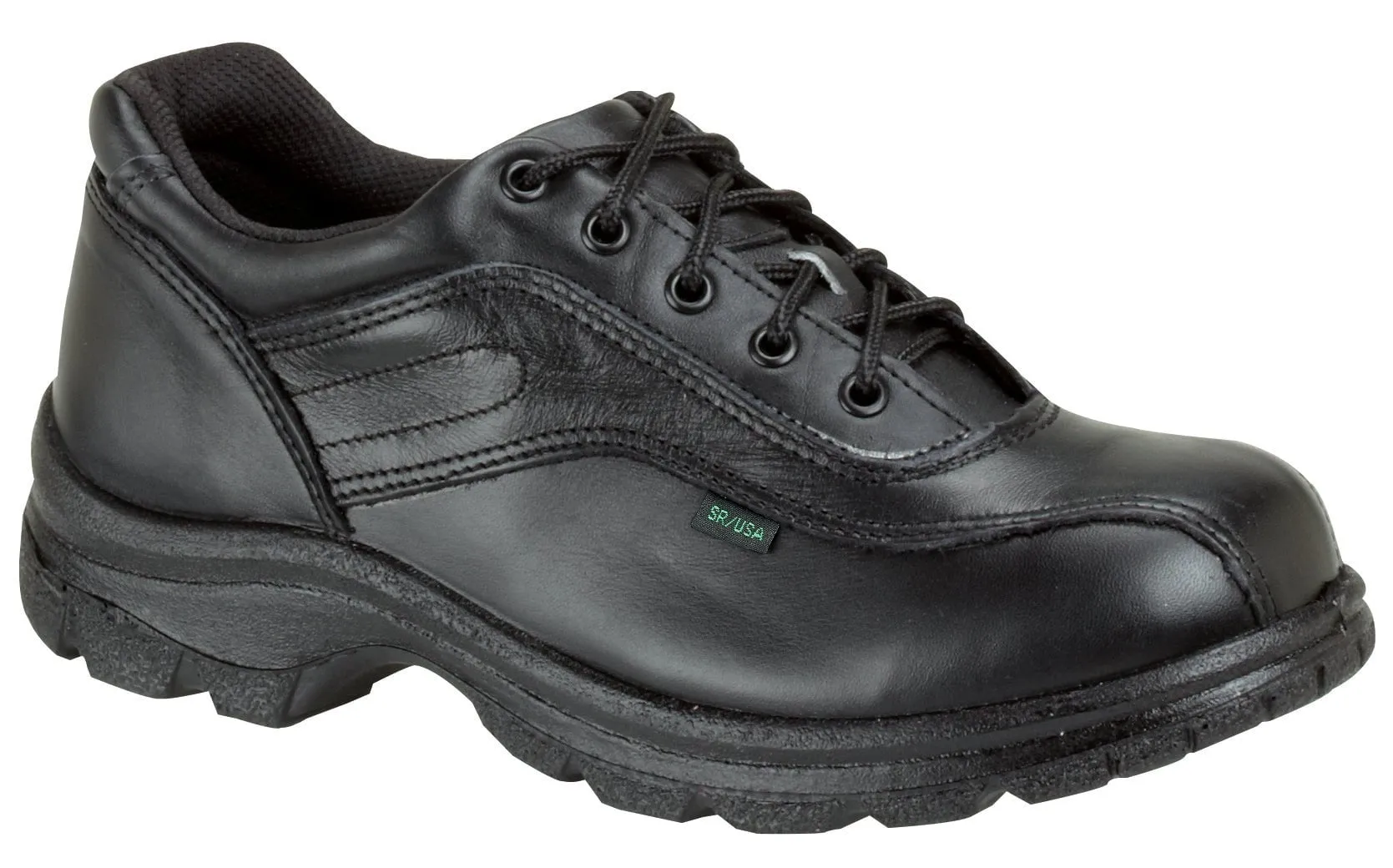 Thorogood Mens Softstreets Black Leather Shoes Double Track Oxford
