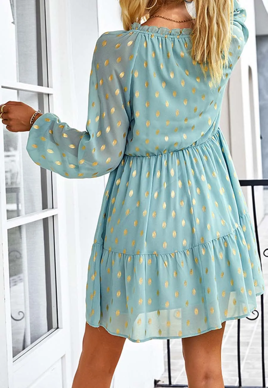 Tie Neck Spotted Dress