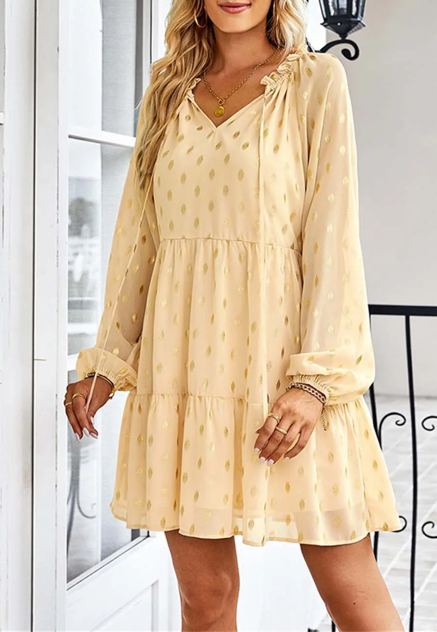 Tie Neck Spotted Dress