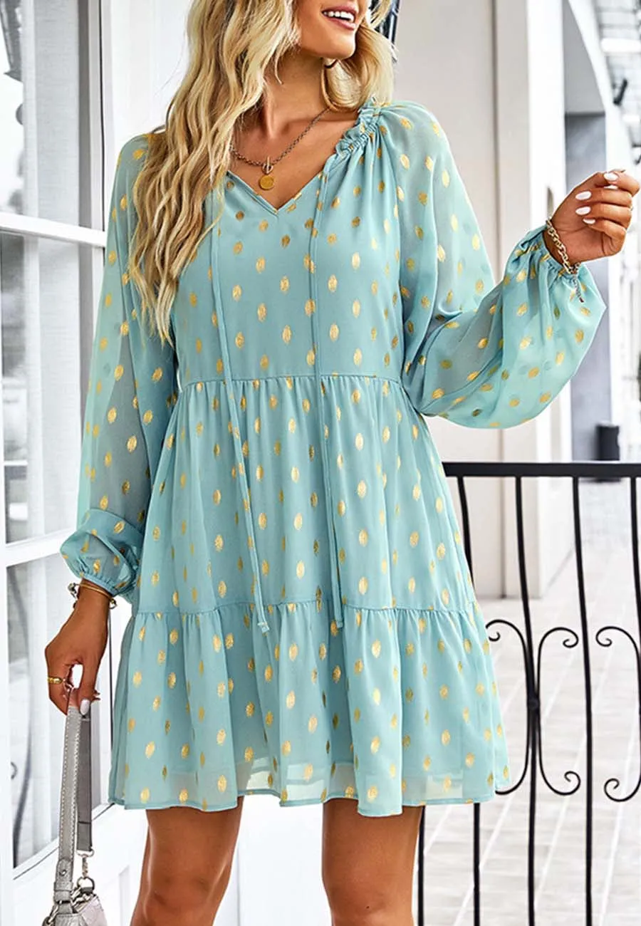 Tie Neck Spotted Dress