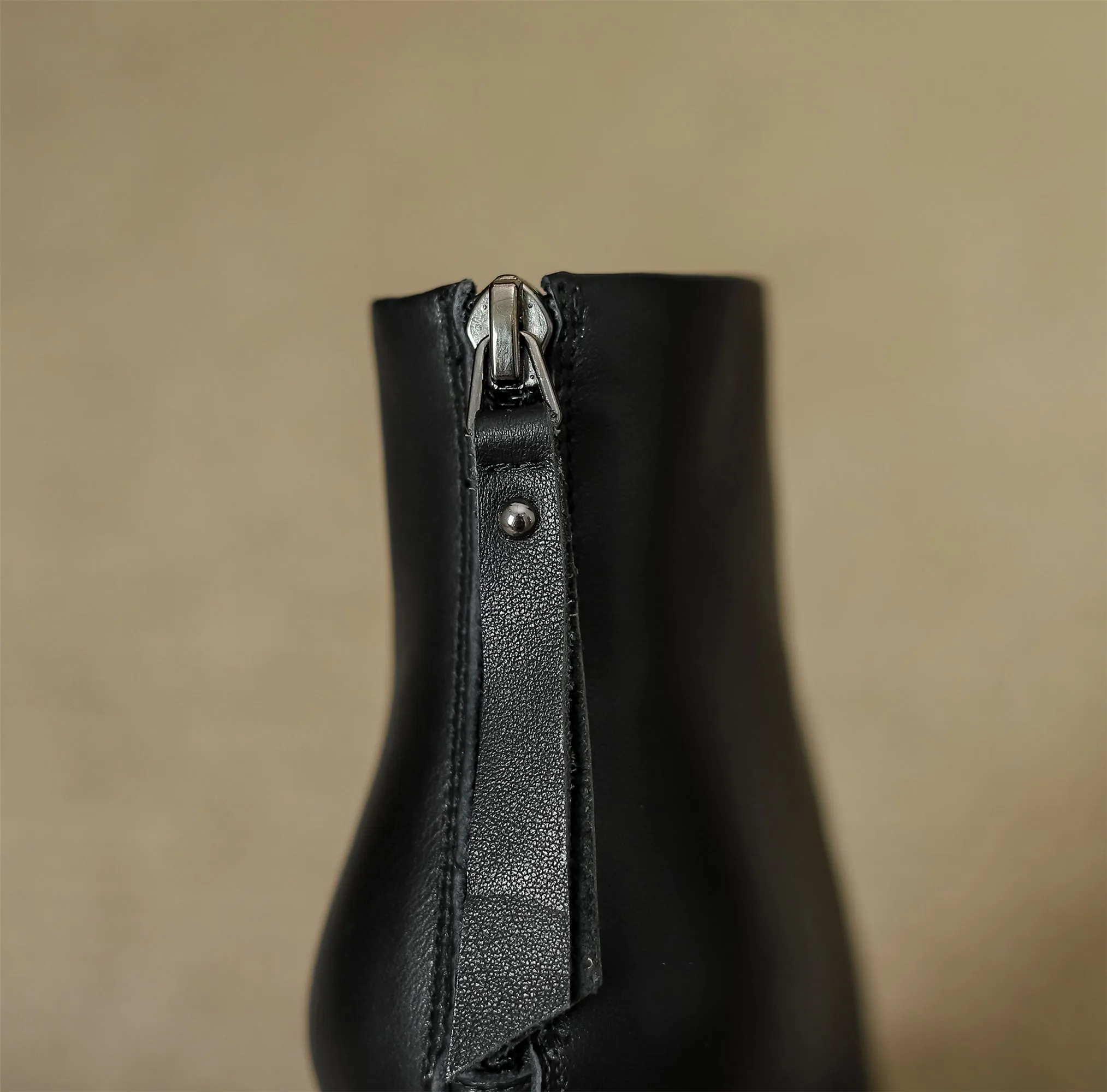 TinaCus Women's Pointed Toe Genuine Leather Handmade Back Zipper High Spool Heels Ankle Boots with Platform